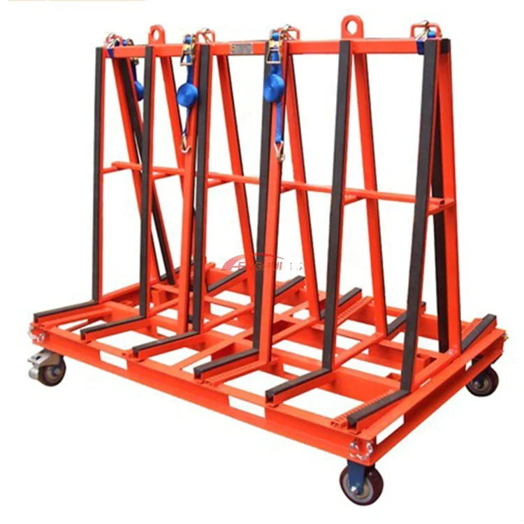 Shockproof shelf Glass transport trolley Stone handling trolley